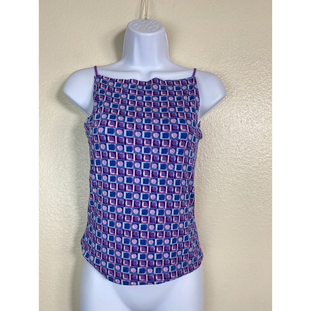 A.byer California Y2K tank Top Women Size Medium Geometric Boho Slinky knit 90s